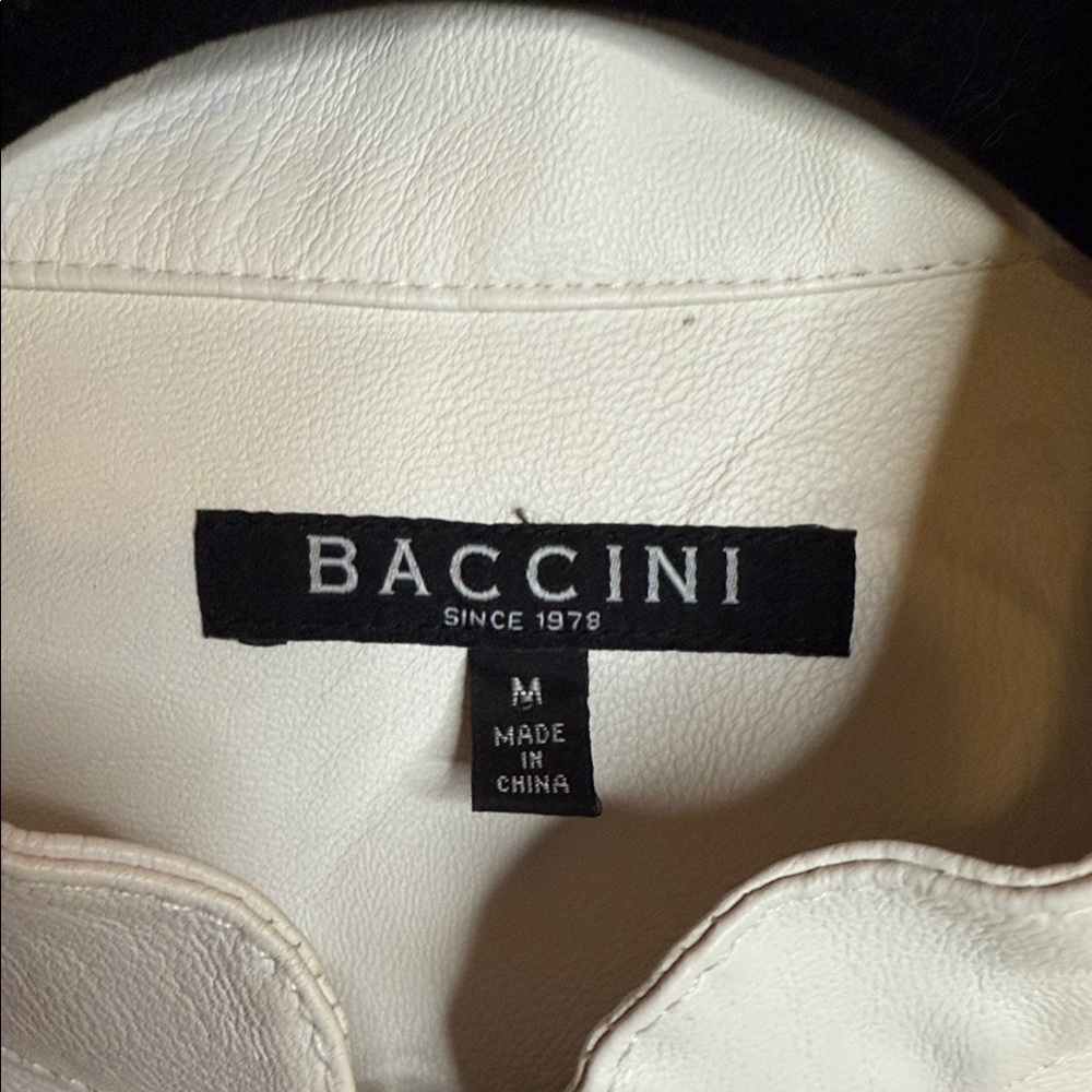Baccini Women's Cream Faux Leather Jacket - Picture 2 of 5